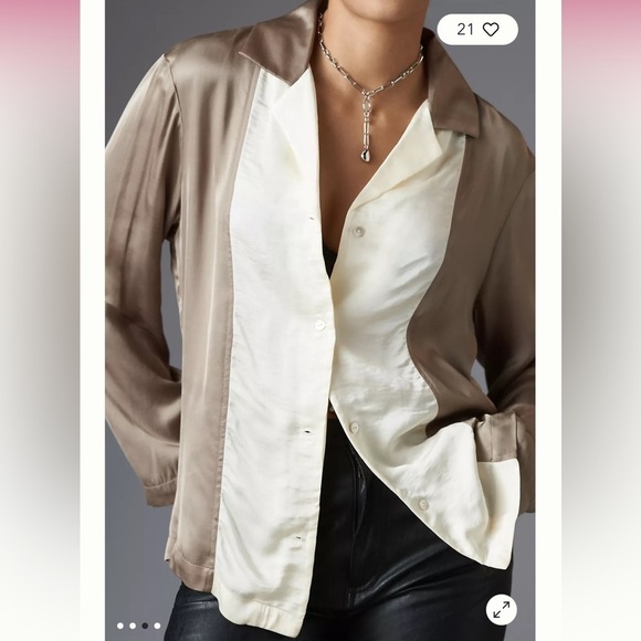 DONNI x Madewell Silky Bowling Shirt Mushroom - Picture 8 of 8